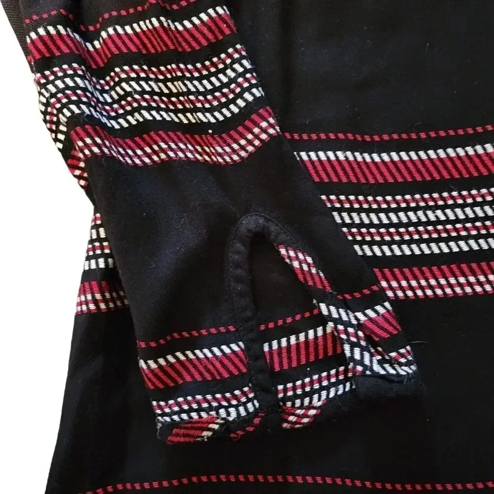 Anthropologie Bella Dahl Tunic Dress XS Black Red Striped Cold Shoulder Sleeve